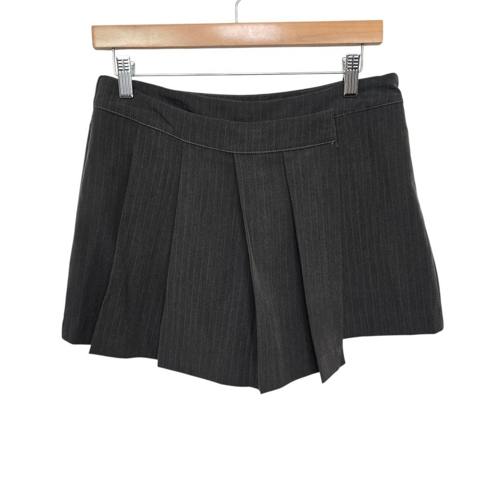 Know One Cares‎ Womens Charcoal Pinstripe Pleated Skort GSS981 Grey Size Medium